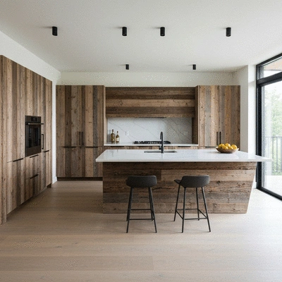 Modern luxury kitchen with sustainable materials and sleek island