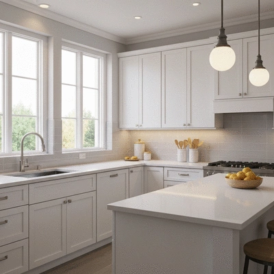 Modern kitchen with stylish finishes demonstrating good ROI